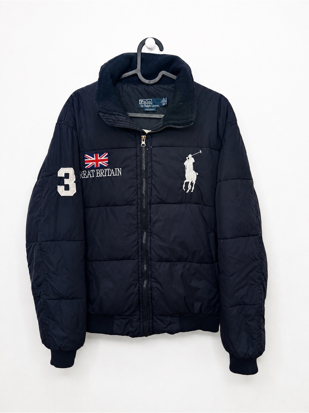 Polo Ralph Lauren Big Pony Great Britain Puffer Jacket Navy Full Zip Men’s Large